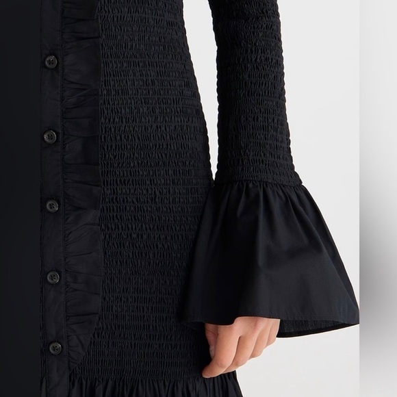 J.Crew Smocked button-up mini dress SzSmall Black - Picture 2 of 11